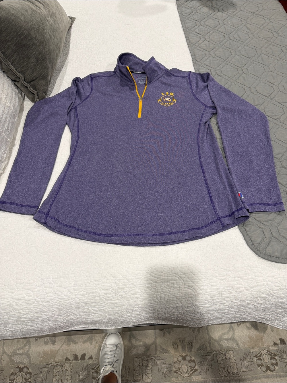 Champion Purple LSU Tigers Quarter-Zip Pullover with Yellow Logo
